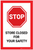Stop: Store Closed For Your Safety - Label