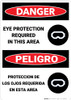 Danger: PPE Eye Protection Required In Area Bilingual Spanish - Wall Sign