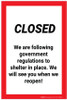 Closed We Are Following Governement Regulations - Label