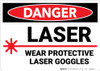 Danger: PPE Laser Wear Protective Goggles - Wall Sign Danger: PPE Laser Wear Protective Goggles - Wall Sign