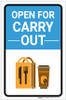 Open For Carry Out with Icon Portrait - Label Open For Carry Out with Icon Portrait - Label