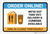 Order Online Takeout Delivery and Curbside Available with Icon Landscape - Label