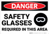 Danger: PPE Safety Glasses Required in Area with Graphic - Wall Sign Danger: PPE Safety Glasses Required in Area with Graphic - Wall Sign