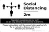 Social Distancing 2m One Customer At A Time with Icon Landscape - Label