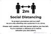 Social Distancing 2m One Customer At A Time with Icon v2 Landscape - Label