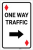 Casino - One Way Traffic Diamond Playing Card with Arrow Right Portrait - Label