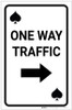 Casino - One Way Traffic Spades Playing Card with Arrow Right Portrait - Label Casino - One Way Traffic Spades Playing Card with Arrow Right Portrait - Label