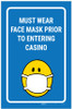 Must Wear Face Mask Prior to Entering Casino Portrait with Emoji - Label Must Wear Face Mask Prior to Entering Casino Portrait with Emoji - Label