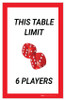 This Table Limit 6 Players Portrait with Dice Emoji - Label This Table Limit 6 Players Portrait with Dice Emoji - Label