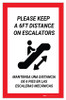 Please Keep a 6Ft Distance on Escalators Bilingual Spanish Portrait - Label