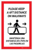 Please Keep a 6ft Distance on Walkways Bilingual Spanish Portrait - Label