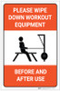Please Wipe Down Workout Equipment Before and After Use - Label Please Wipe Down Workout Equipment Before and After Use - Label