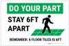 Do Your Part: Stay 6Ft Apart Floor Tiles Landscape - Label