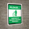Please Dispose of Masks & Gloves Properly Green with Icon Portrait - Wall Sign Please Dispose of Masks & Gloves Properly Green with Icon Portrait - Wall Sign