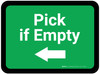 Pick if Empty Arrow Left - Green Rectangle - Floor Sign