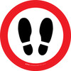 Wait Here Shoe Imprints Graphic Circle - Floor Sign Wait Here Shoe Imprints Graphic Circle - Floor Sign