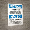 Notice: To Enter Employees & Visitors Required to Show Proof of Covid-19 Vaccination Bilingual Spanish Portrait - Wall Sign Notice: To Enter Employees & Visitors Required to Show Proof of Covid-19 Vaccination Bilingual Spanish Portrait - Wall Sign