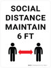 Social Distance - Maintain 6 ft with Graphic White Portrait - Wall Sign Social Distance - Maintain 6 ft with Graphic White Portrait - Wall Sign