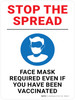 Stop the Spread - Face Mask Required Even If You Have Been Vaccinated with Graphic Portrait - Wall Sign