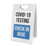 COVID-19 Testing Check In Here Portrait - A-Frame Sign COVID-19 Testing Check In Here Portrait - A-Frame Sign