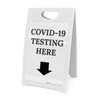 COVID-19 Testing Here Down Arrow Portrait - A-Frame Sign COVID-19 Testing Here Down Arrow Portrait - A-Frame Sign