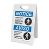 Notice: Coronavirus Walk Up Testing Bilingual Spanish with Icon Portrait - A-Frame Sign