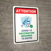 Attention: Covid-19 Vaccination Required To Enter with Icon Portrait - Wall Sign