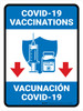Covid-19 Vaccinations Down Arrow Bilingual Spanish Portrait - Wall Sign