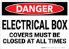 Danger: Electrical Box Covers Must Be Closed - Wall Sign Danger: Electrical Box Covers Must Be Closed - Wall Sign