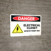Danger: Electrical Closet Enter By Permit Only With Graphic - Wall Sign Danger: Electrical Closet Enter By Permit Only With Graphic - Wall Sign