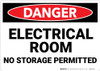 Danger: Electrical Room No Storage - Wall Sign Danger: Electrical Room No Storage - Wall Sign