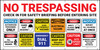 No Trespassing/Check in For Safety Briefing Before Entering Site - Banner No Trespassing/Check in For Safety Briefing Before Entering Site - Banner