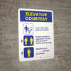 Elevator Courtesy - Take Stairs, Social Distancing, Maximum Amount of People at a Time Portrait - Wall Sign Elevator Courtesy - Take Stairs, Social Distancing, Maximum Amount of People at a Time Portrait - Wall Sign