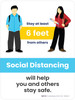 School Safety: Stay at Least 6 ft From Others - Social Distancing Will Help You and Otheres Blue Portrait - Wall Sign