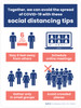 Together We Can Avoid Spread of Covid-19 With These Social Distancing Tips Portrait - Wall Sign