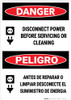 Danger: Disconnect Power Before Servicing Bilingual Spanish - Wall Sign Danger: Disconnect Power Before Servicing Bilingual Spanish - Wall Sign
