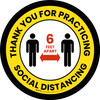 Thank You For Practicing Social Distancing 6 Feet Apart - Yellow/Black with Icon Circular - Floor Sign