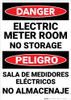 Danger: Electric Meter Room No Storage Bilingual Spanish - Wall Sign Danger: Electric Meter Room No Storage Bilingual Spanish - Wall Sign