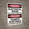 Danger: Electrical Room No Storage Permitted Bilingual Spanish - Wall Sign