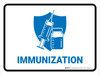 Immunization with Vaccine Injection Symbol Blue Landscape - Wall Sign Immunization with Vaccine Injection Symbol Blue Landscape - Wall Sign