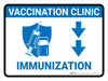 Vaccination Clinic Immunization Down Arrow Blue Landscape - Wall Sign Vaccination Clinic Immunization Down Arrow Blue Landscape - Wall Sign