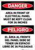 Danger: Keep Electrical Panel Clear Danger Bilingual Spanish - Wall Sign