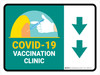 Covid-19 Vaccination Clinicdown Arrow Green Landscape - Wall Sign