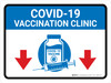 Covid-19 Vaccination Clinicdown Arrow Blue Landscape - Wall Sign Covid-19 Vaccination Clinicdown Arrow Blue Landscape - Wall Sign