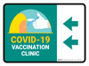 Covid-19 Vaccination Clinic Left Arrow Green Landscape - Wall Sign Covid-19 Vaccination Clinic Left Arrow Green Landscape - Wall Sign