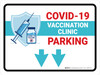 Covid-19 Vaccination Clinic Parking Down Arrow Landscape - Wall Sign Covid-19 Vaccination Clinic Parking Down Arrow Landscape - Wall Sign
