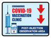 Covid-19 Vaccine Clinic: Post Injection Observation Area Down Arrow Landscape - Wall Sign