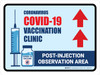 Covid-19 Vaccine Clinic: Post Injection Observation Area Up Arrow Landscape - Wall Sign Covid-19 Vaccine Clinic: Post Injection Observation Area Up Arrow Landscape - Wall Sign