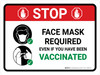 STOP: Face Mask Required Even If You Have Been Vaccinated Landscape - Wall Sign