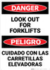 Danger: Lift Truck Forklifts Bilingual Spanish - Wall Sign
